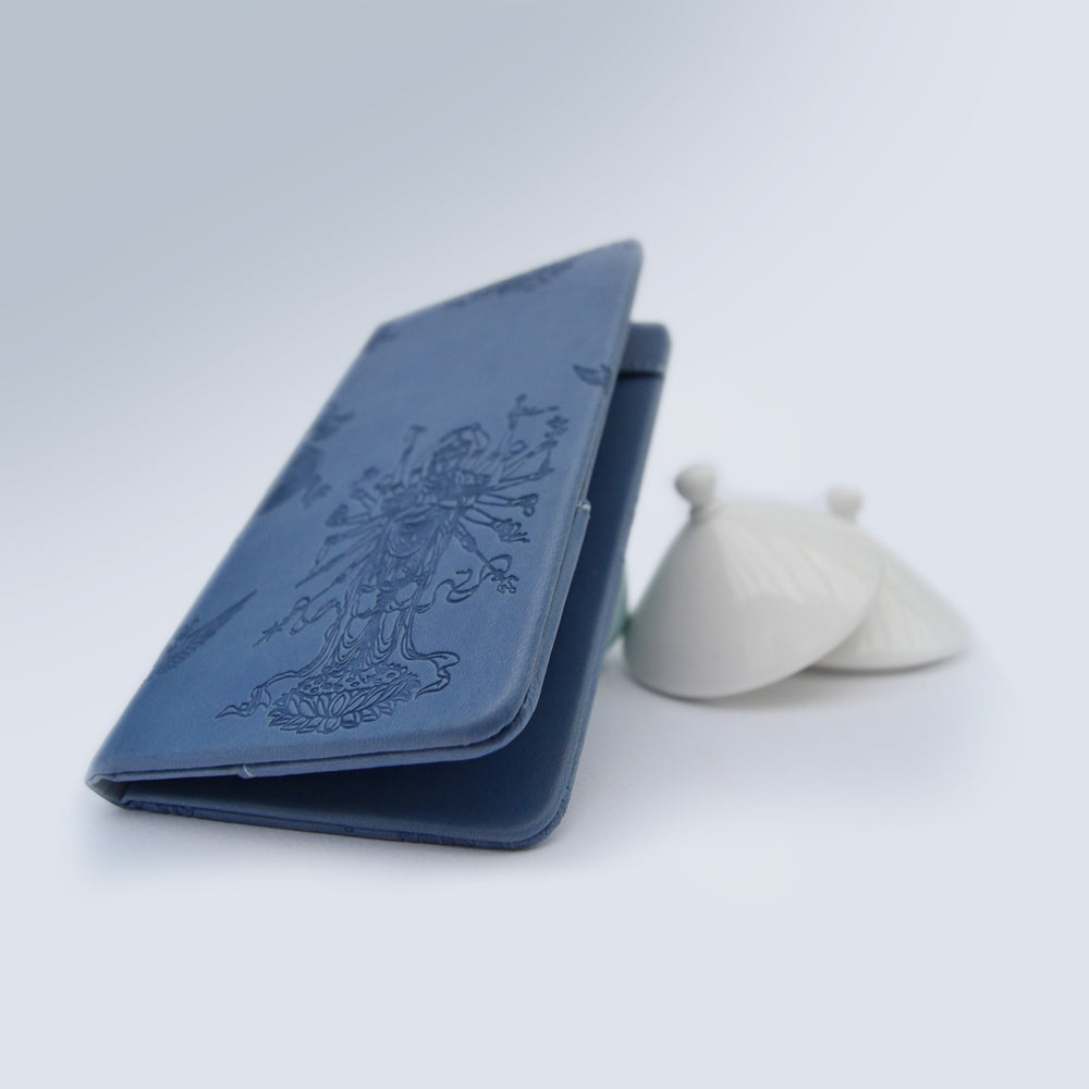 Italian Naval Blue Leather Holder - THE BLUE HOUSE